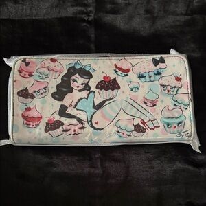 Cupcake Themed Clutch with Pin-Up Art by Miss Fluff. Brand new condition.